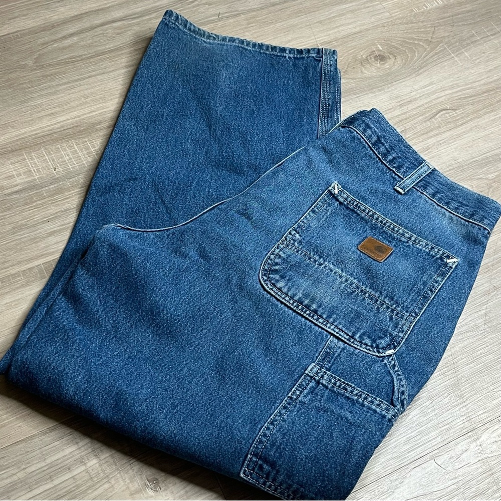 Men's Vintage Made in the USA Carhartt‎ Dungaree Fit Carpenter Blue Jeans Sz 36